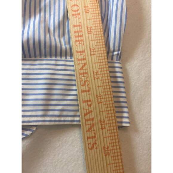 Faconnable Mens Blue & White Pinstripe Dress Shirt 16.5 XL 100% Cotton Made In U - Picture 6 of 11